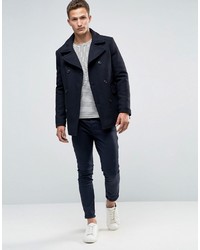 Темно-синее полупальто от Selected