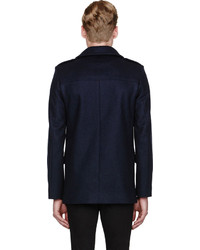 Темно-синее полупальто от Saint Laurent