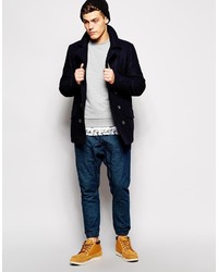 Темно-синее полупальто от Solid