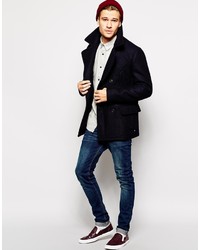 Темно-синее полупальто от Selected