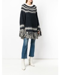 Темно-синее пончо от Semicouture