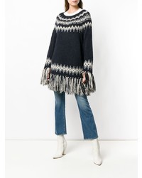 Темно-синее пончо от Semicouture