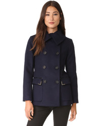 Женское темно-синее пушистое пальто от Mackage