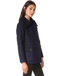 Женское темно-синее пушистое пальто от Mackage