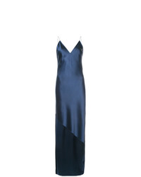 Темно-синее сатиновое вечернее платье от Fleur Du Mal