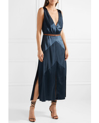 Темно-синее сатиновое платье-миди от Altuzarra