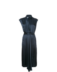Темно-синее сатиновое платье-миди от Tome