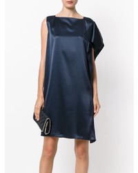 Темно-синее сатиновое платье прямого кроя от Gianluca Capannolo