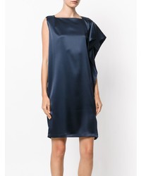 Темно-синее сатиновое платье прямого кроя от Gianluca Capannolo