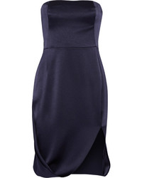 Темно-синее сатиновое платье от Halston