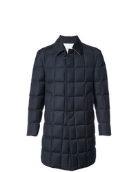 Темно-синее стеганое длинное пальто от Thom Browne