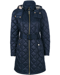 Женское темно-синее стеганое пальто от Burberry