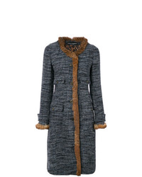 Женское темно-синее твидовое пальто от Dolce & Gabbana Vintage
