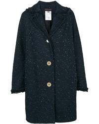 Женское темно-синее твидовое пальто от Talbot Runhof