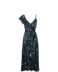 Темно-синее шелковое вечернее платье с цветочным принтом от Borgo De Nor