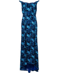 Темно-синее шелковое вечернее платье от Carolina Herrera