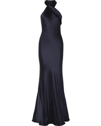 Темно-синее шелковое вечернее платье от Galvan