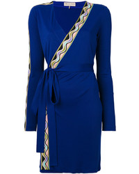 Темно-синее шелковое платье в горизонтальную полоску от Emilio Pucci