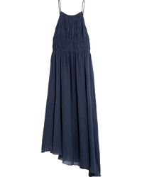 Темно-синее шелковое платье-макси от Tibi