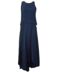 Темно-синее шелковое платье прямого кроя от Cédric Charlier