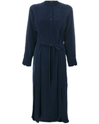Темно-синее шелковое платье-рубашка от Joseph