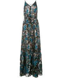 Темно-синее шелковое платье с вышивкой от Lanvin