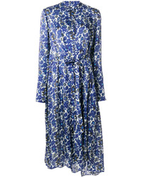 Темно-синее шелковое платье с принтом от Christian Wijnants