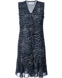 Темно-синее шелковое платье с принтом от Derek Lam 10 Crosby
