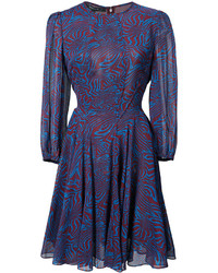 Темно-синее шелковое платье с принтом от Derek Lam