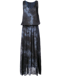 Темно-синее шелковое платье с принтом от Raquel Allegra