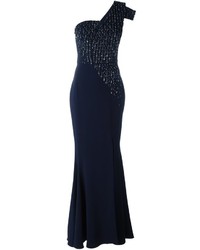 Темно-синее шелковое платье с украшением от Antonio Berardi