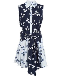Темно-синее шелковое платье с цветочным принтом от Derek Lam 10 Crosby