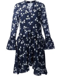 Темно-синее шелковое платье с цветочным принтом от Derek Lam 10 Crosby