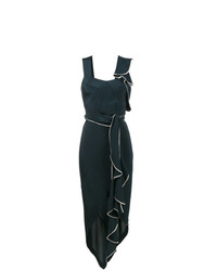 Темно-синее шелковое платье-футляр от Kitx