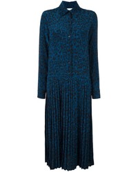 Темно-синее шелковое платье от Christian Wijnants