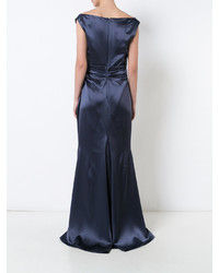 Темно-синее шелковое платье от Talbot Runhof