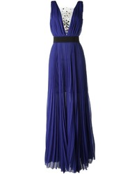 Темно-синее шелковое платье от MSGM