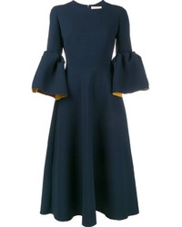 Темно-синее шелковое платье от Roksanda