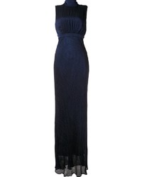 Темно-синее шелковое платье от Saloni