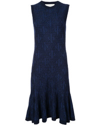 Темно-синее шерстяное вязаное платье от Carolina Herrera