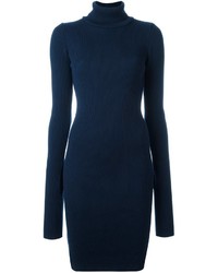 Темно-синее шерстяное вязаное платье от Jacquemus
