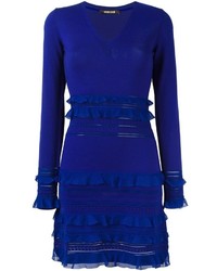Темно-синее шерстяное вязаное платье от Roberto Cavalli