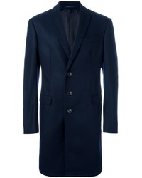 Мужское темно-синее шерстяное пальто от Armani Collezioni