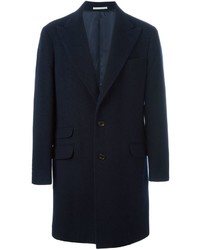 Мужское темно-синее шерстяное пальто от Brunello Cucinelli