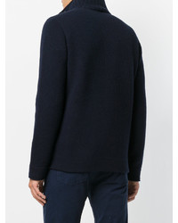 Мужское темно-синее шерстяное пальто от Fay