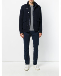 Мужское темно-синее шерстяное пальто от Fay