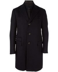 Мужское темно-синее шерстяное пальто от Corneliani