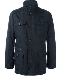 Мужское темно-синее шерстяное пальто от Eleventy