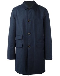Мужское темно-синее шерстяное пальто от Kiton