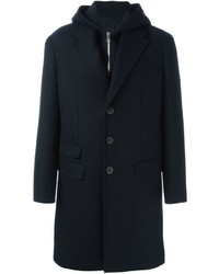 Мужское темно-синее шерстяное пальто от Neil Barrett